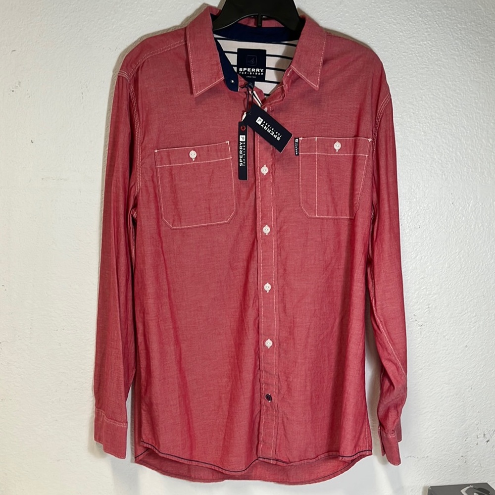 NWT SPERRY Top-sider Men’s XL Red Long Sleeves Casual Shirt